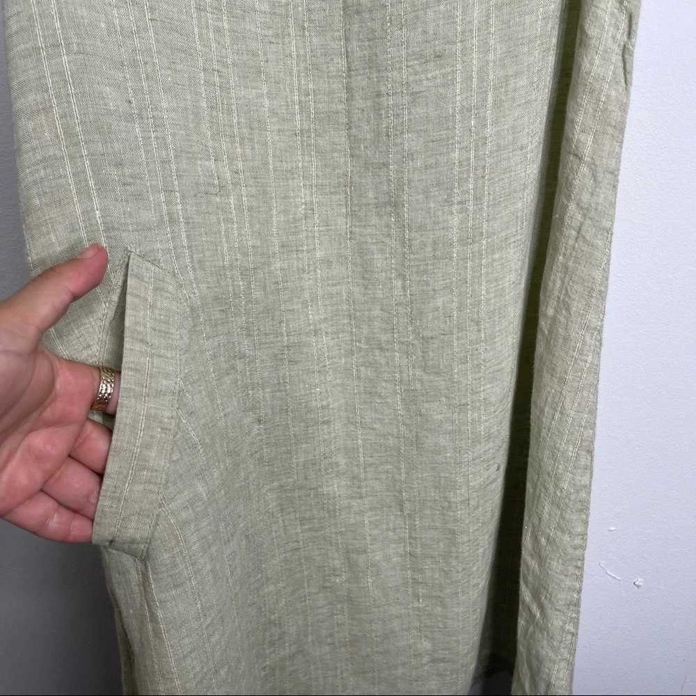 Flax Light Sage Green Linen Shift Dress
